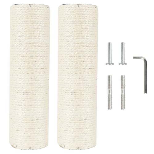 2.9in 7.4cm Diameter Cat Tree Scratching Post Replacement Pole Parts Sisal (M8, 9.8in/25cm) - color: 25cm/9.8in*2poles, size: M8