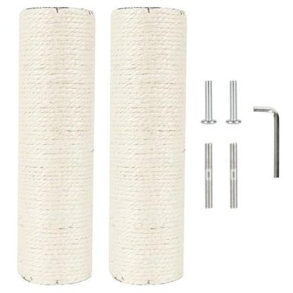 2.9in 7.4cm Diameter Cat Tree Scratching Post Replacement Pole Parts Sisal (M8, 9.8in/25cm) - color: 25cm/9.8in*2poles, size: M8