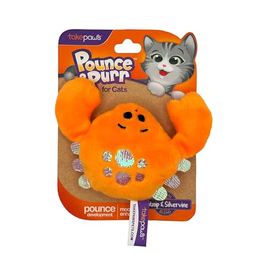Pounce & Purr® Plush Cat Toys, Catnip & Silvervine Infused, Shiny Iridescent Accents, Interactive Play Toys for Cats & Kittens (Crab) - color: Crab