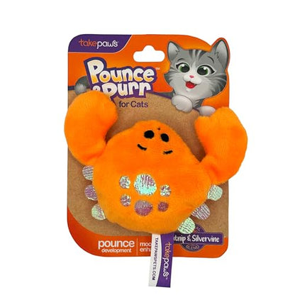 Pounce & Purr® Plush Cat Toys, Catnip & Silvervine Infused, Shiny Iridescent Accents, Interactive Play Toys for Cats & Kittens (Crab) - color: Crab