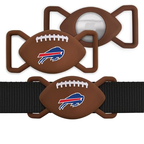 NFL Buffalo Bills Football Apple AIR TAG Holder 2-Pack for Dogs & Cats, Case for Apple Airtag Tracker, GPS Dog Tracking Device Collar Holder - color: BUFFALO BILLS, size: 2 Pack, style: Pull-through Collar