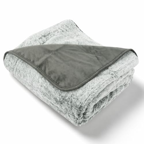 Waterproof Dog Blanket for Cats & Dogs, Washable Couch Cover, Reversible Furniture Protector Blanket, Large Soft Sherpa Fleece, Couch Protector, Pet Throw Blankets, 60" x 70" - color: Rabbit Fur Back Print - Grey, size: 60 x 70 x .5