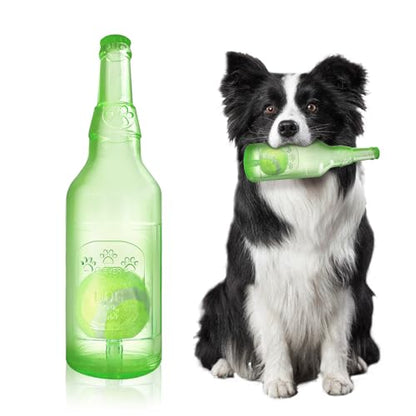 Water Bottle Dog Toy,Dog Toys for Aggressive Chewers,Water Bottle with Tennis Ball,Suitable for Small and Medium Pets to Exercise Outdoors(Green) - color: Green