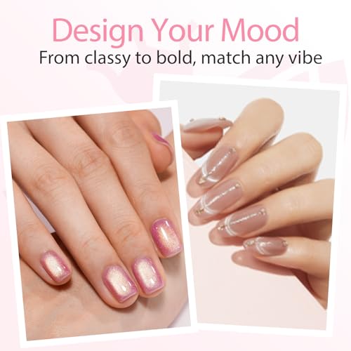 Modelones Cat Eye Gel Polish Nail Magnet, 8-in-1 Cat Eye Magnet Tool for Gel Nails Strong Magnetic Nail Art Wand with Steel Ball, Glass Bead& French Tip&Clover Cateye Multi-Effect Magnets DIY Salon - color: A A 8-in-1 Cat Eye Magnet