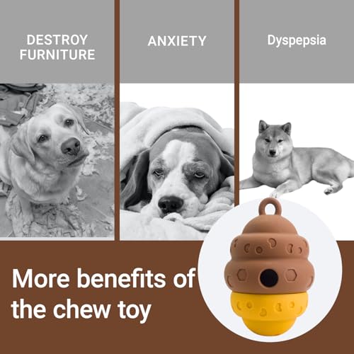 Dog Puzzle Toy Dispenser - Interactive Dog Toys for Large & Medium Breeds - Mental Stimulation Ball with Detachable Lid - Food-Grade Silicone Toy for Stress Reduction - color: yellow