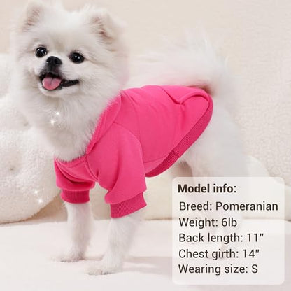 Pet Hoodie Dog Sweater for Small Dogs Girl Boy, Winter Puppy Sweatshirts with Pockets Hood, Warm Fleece Lined Dog Clothes Chihuahua Coat Clothing Puppy Cat Custume, XL - color: Rose+Pink, size: X-Large