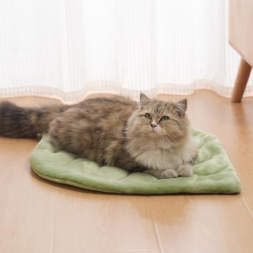 Self Warming Cat Leaf Mat,Comfortable Soft Fabric Breathable Cozy Cat Warm Bed Mat with Foil Insulation,Cat Bed Mat for All Seasons, 26.5"x20.5" Ideal for Cats Small Pets