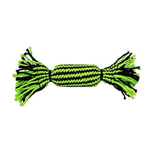 Jolly Pet Knot-N-Chew Tube Squeaker Green/Black Small/Medium - color: Tube Squeaker, size: Small/Medium