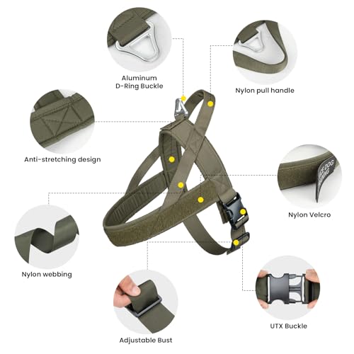 EXCELLENT ELITE SPANKER No Pull Dog Harness Padded Military Patrol Vest Adjustable Nylon Small Service Walking Dog Harness with Handle for Training Running(RGN-L) - color: RGN, size: L-(Chest 31.5-43")