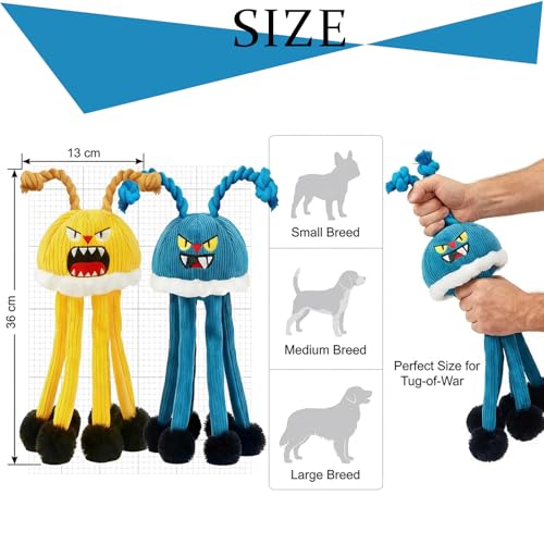 Interactive Dog Toys - 2PC Squeaky & No Stuffing Dog Chew Toy, Dog Enrichment Toys - Treat Dispensing & Tug of War Dog Toy, Funny Jellyfish Dog toy to Keep Them Busy for Small Medium Large Dogs