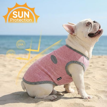 3 Pack Lightweight Sun Protection Dog Shirt Breathable Sleeveless Dog T Shirts Extra Soft Top Tank Dog Clothes for Outdoor Activities (Leather Pink + Light Blue + Light Pink, Small)