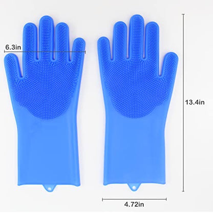 Pet Grooming Gloves, Dog Washing Gloves with High-Density Teeth, Heat Resistant Silicone Dog Bath Scrubber with Enhanced Five Finger Design, Bathing and Massaging for Dogs and Cats - color: Blue