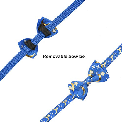 Bowtie Cat Collars Breakaway with Bell, Adjustable Cute Kitty Collars Safety Buckle Kitten Collar for Cat Puppy 7.5-11in (Blue Moon) - color: Blue Moon