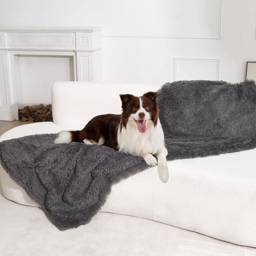 gogobunny Waterproof Dog Blanket for Couch & Furniture Protection - Super Soft Reversible Throw for Large Dogs & Cats, Calming Washable Fur & Sherpa Pet Blanket(33x77 Inch, Grey) - color: Grey, size: 33x77 Inch (Pack of 1)