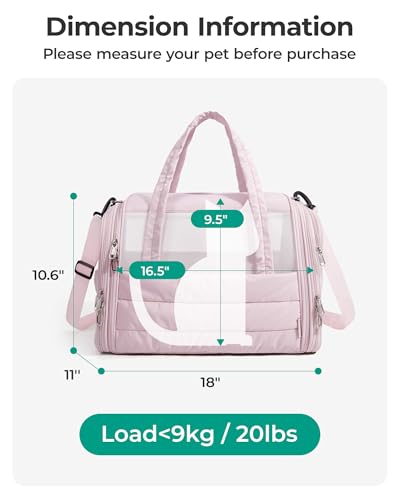 BAGSMART Cat Carrier: Soft-Sided Pet Carrier for Small Medium Cats Dogs Puppy Quilted Collapsible Puffy Travel Bag Up to 20 Lbs Black - color: Black, size: 18.1"L x 11.0"W x 11.0"H