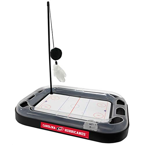 Pets First 5-in-1 NHL Carolina Hurricanes Hockey Field Cat Scratcher Toy with Interactive Cat Ball Bell in Tracks - color: Carolina Hurricanes