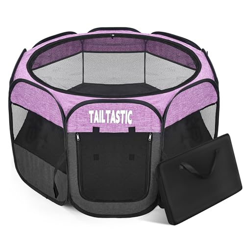 Large Cat Playpen for Multiple Cats, Extra Spacious Pet Tent Playground, Portable Dog Exercise Pen with Room for Toys & Bed, Indoor/Outdoor Enclosure for 2-3 Pets (Purple, Large) - color: purple, size: Large