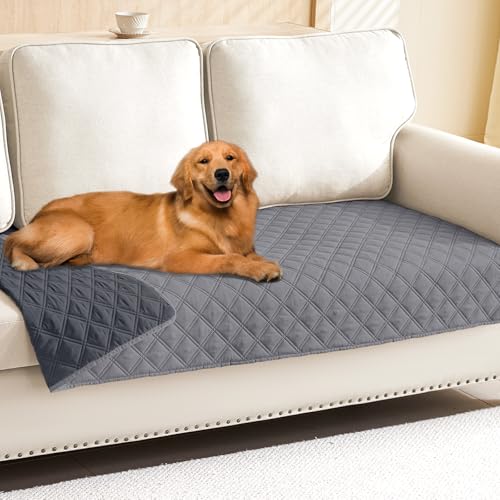 Smiry Waterproof Dog Bed Cover Pet Blanket, Soft Washable Dog Blanket for Furniture Bed Couch Sofa Reversible, Checkered (30"x80", Grey/Dark Grey) - color: Grey/Dark Grey, size: 30x80 Inch