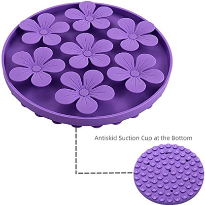 Slow Feeder,Cat Help Slow Down Eating Speed Cut Flower Silicone Rubber Cute Slow Feeder for Puppy/Cat/Dog - color: Purple