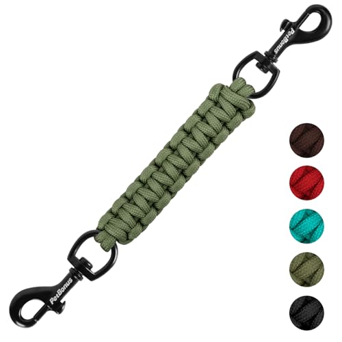 Dog Collar Safety Clip, Handmade Backup Safety Strap for Dog Harness, Prong, Pinch Collar, Double Ended Clasp Leash Connector (Army Green) - color: Army Green