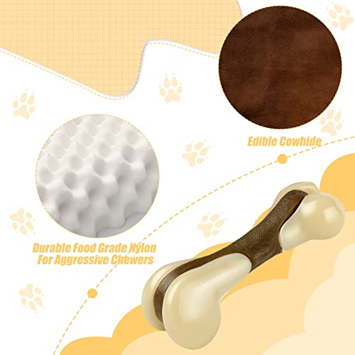Sosation Bones Shaped Dog Toys for Aggressive Chewers, 2 Pack Christmas Dog Chew Toys Puppy Teething Nylon Beef Flavor for Large/Medium/Small Puppies Breeds(Hind Leg Bone,Large, Small) - size: Large, Small, style: Hind Leg Bone