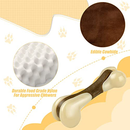 Sosation Bones Shaped Dog Toys for Aggressive Chewers, 2 Pack Christmas Dog Chew Toys Puppy Teething Nylon Beef Flavor for Large/Medium/Small Puppies Breeds(Hind Leg Bone,Large, Small) - size: Large, Small, style: Hind Leg Bone