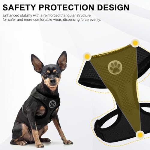 BINGPET Small Dog Harness, No Pull Dog Harness Small Sized Dogs, Soft Light Breathable Mesh Puppy Vest with Safety Buckle-Adjustable Step in Pet Harnesses for Easy Walking, Running, Training - color: Black, size: S (NECK: 12", CHEST: 14"-18")