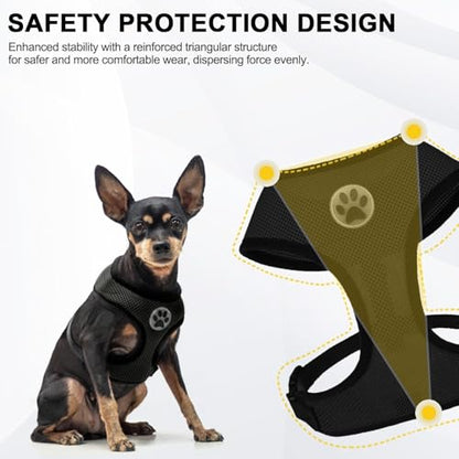 BINGPET Small Dog Harness, No Pull Dog Harness Small Sized Dogs, Soft Light Breathable Mesh Puppy Vest with Safety Buckle-Adjustable Step in Pet Harnesses for Easy Walking, Running, Training - color: Black, size: S (NECK: 12", CHEST: 14"-18")