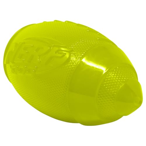 Nerf Dog 7in TPR Glow Classic Squeak Football Dog Toy -Green