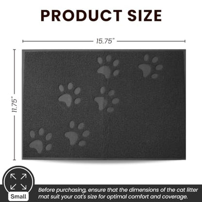 Andalus Small Cat Litter Mat, Pack of 2 - Waterproof, Non-Slip & Easy to Clean Cat Litter Box Mat for Extra Efficient Pet Litter-Trapping, Grey (15.75” X 11.75”) - color: Grey