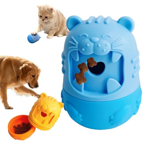 Cat Cognitive Treat Dispensing Dog Enrichment Toy,Multi-Functional Puzzle Design,Snuffle Ball& Interactive for Pet Mental Stimulation,Smart (Blue) - color: Blue