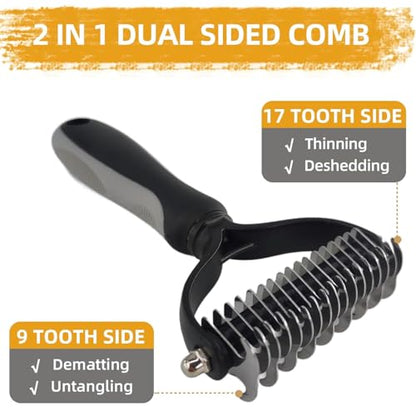 Dog Brush for Shedding,6 PCS in One Pet Slicker Hair Brush Kit Organizer Bag - Dog Cat Grooming Deshedding Undercoat Rake Brush Comb for All Small Large Dogs Cats Grey - color: 6-Grey