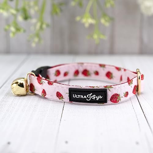 Ultra Joys Breakaway Cat Collar with Bells - Kitten Collar with Bowtie Strawberry Small - color: Strawberry-Bowtie Collar, size: Small