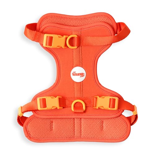 HNS1002A Arlo Medium Adjustable Soft Padded No Pull Pet Harness with 3 Buckles and 3 Leash Clips, Aperol - color: Dark Orange, size: Medium (Chest: 18 - 28")