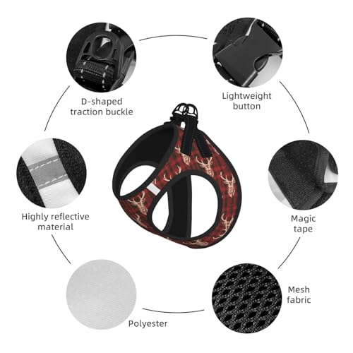 Deer Christmas Pet Harness Escape Proof Dog Harness Adjustable Mesh Padded Reflective Dog Vest Harness and Leash Set Medium - color: Style 6, size: Medium