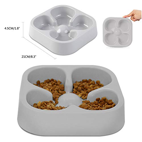 Healthy Slow Feeding Dog Bowl for French Bulldog -Slow Feeder Dog Bowl No Chocking Dog Cat Food Water Bowl with Four-Leaf Clover Pattern (Grey) - color: Grey