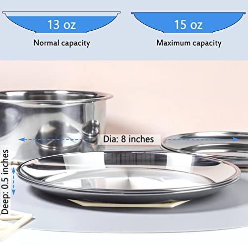 Stainless Steel Cat Dishes for Food and Water Bowls for Small and Medium Pets Relief of Whisker Fatigue -4 Sets Shallow Style - size: 13 ounce,4 sets