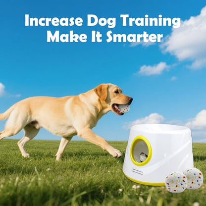 MEKAPLE Automatic Dog Ball Launcher, Upgraded Interactive Dogs Balls Thrower for Small and Medium Dogs, Distance Adjustable Mental Stimulating Dog Toys with 4 Durable Etpu Balls 2.2 Inch (Yellow) - color: Yellow
