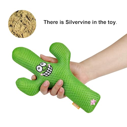 TTcat Catnip Silvervine Matatabi Pillow for Cats & Kittens,Large Cat Cactus Toy Cat Kicker Toy Chew Toy for Indoor Cats. - color: Cactus