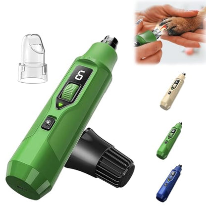 Silent Groom Pro,7-Speed Pet Nail Grinder with Light,Single-Handed Operation,for Small Medium Large Dogs & Cats - color: Green-03