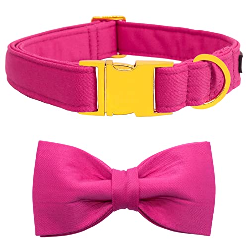 Maca Bates Dog Collar with Rose Red Bow Bowtie for Dogs Solid Colors Sailor Bow Tie Adjustable Breakaway Girly Pink Collars Birthday Gift for Small Medium Large XL Girl Female Boy Male Puppy Pet - color: suit-Rose red, size: XS