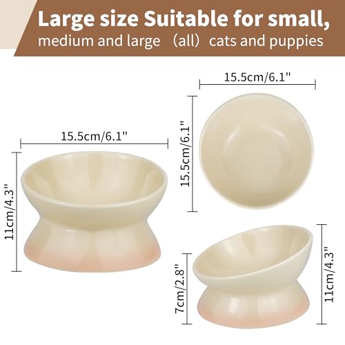 Cat Bowl Elevated Cat Bowls Whisker Friendly Cute Ceramic Tilted Food Bowls for Indoor Cats 6.1 Inch Wide 15° Raised Kitten Supplies Dishwasher and Microwave Safe Yellow Cats Water Bowl - color: Yellow Ceramic Elevated Cat Bowls