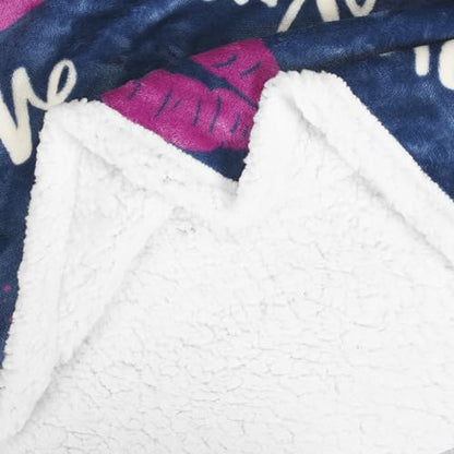 Catalonia Lips Print Sherpa Fleece Throw Blanket, Soft Mink Plush Couch Blanket, Fuzzy Fluffy Comfy Warm Throws, Comfort Caring Gift, 50x60 inches - color: Kiss Blue, size: 50"x60"