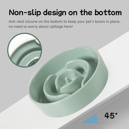 Havniva 6.1” Raised Slow Feeder Dog Bowls, 0.9 Cups Ceramic Dog Bowl Slow Feeding for Small Breed, Elevated Puzzle Dog Food Bowl with Wooden Stand Non-Slip Anti-Gulping & Anti-Choking - color: 1 x Light Green+Stand-A, size: 6.1inch-New