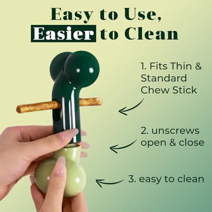 Bully Stick Holder for Medium/Large Dogs - Anti-Choking, Prevents Swallowed Ends - Nylon Dog Chew Toy - Dishwasher Safe, Green - color: Green