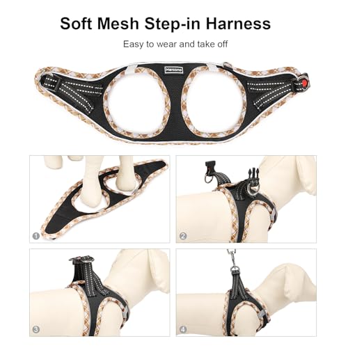 Mercano Soft Mesh Dog Harness and Leash Set, Step-in Reflective Breathable Lightweight Vest Harnesses with Safety Buckle for Small Dogs, Cats (Black Yellow, XXS) - color: Black Yellow, size: XXS (Chest: 9.5"-11.2")