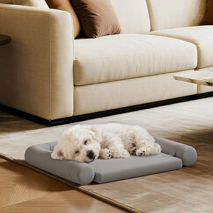 Orthopedic Dog Bed for Small Dogs,Pet Bed with Removable Bolsters, Dog Couch with Removable Washable Cover,Grey - size: Bolster S