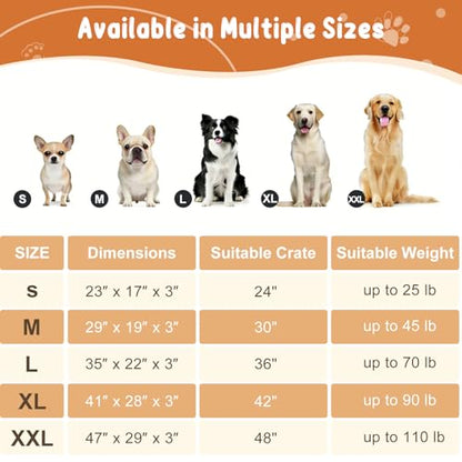 EMPSIGN Stylish Dog Bed Mat Dog Crate Pad Mattress Reversible (Cool & Warm), Water Proof Linings, Removable Machine Washable Cover, Firm Support Pet Crate Bed for Small to XX-Large Dogs, Grey - size: M(29"*18"*3")