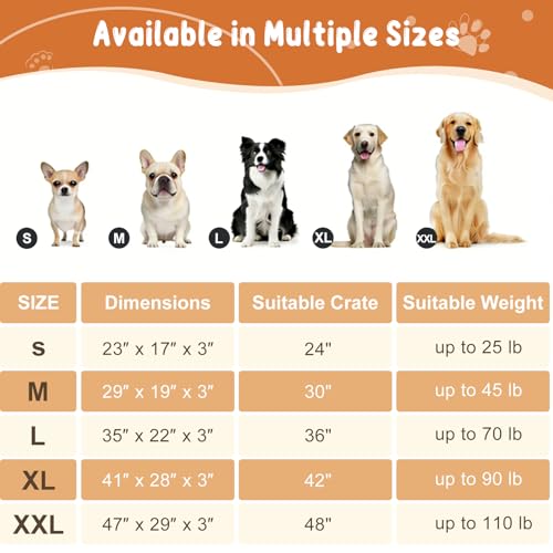 EMPSIGN Stylish Dog Bed Mat Dog Crate Pad Mattress Reversible (Cool & Warm), Water Proof Linings, Removable Machine Washable Cover, Firm Support Small to XX Large Dogs, Grey,XL(41''''*28''''*3'''') - size: XL(41"*28"*3")