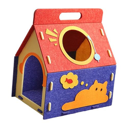 Felt Cat House Hideaway Cave Shelter, Scratch Resistant Indoor Cat Bed, Warm Spacious Play and Rest House for Cats- Style A - color: Style A